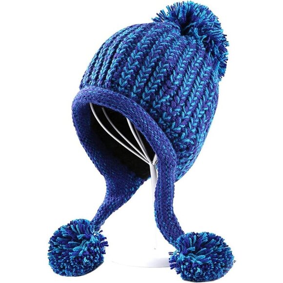 Women Blue Winter Peruvian Cover Ears Beanie Hat Ear Flaps Sherpa Snow main image 9